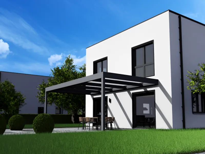 Flachdach SkyView mit Glaseindeckung an einem modernen Wohnhaus